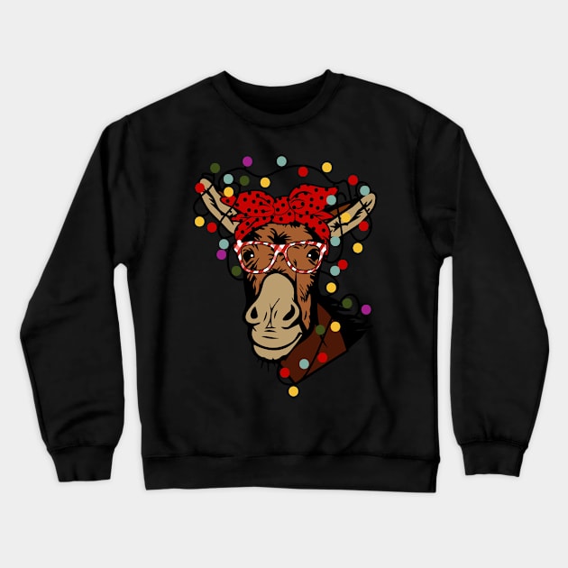 Funny cute Heifer cow wearing a bandanna and glasses Christmas gift Crewneck Sweatshirt by BadDesignCo